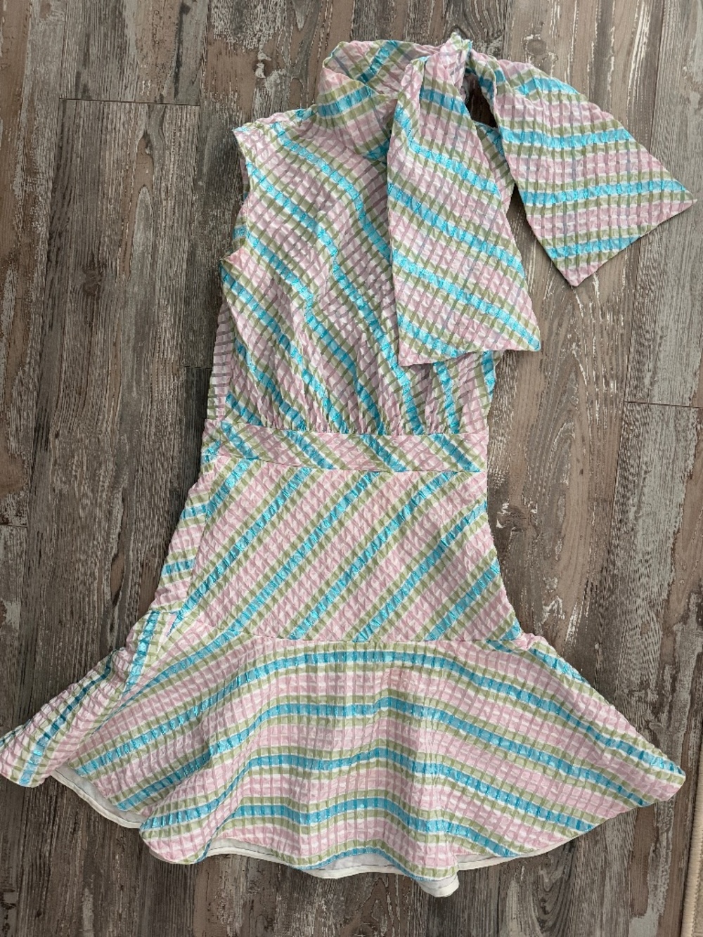 Tish Cox Multi-Colored Dress with Neck Tie